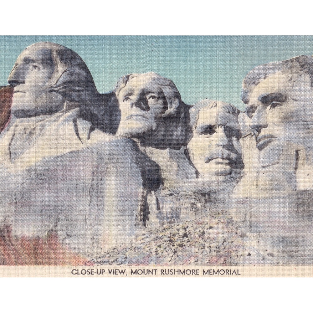 Vintage Mount Rushmore Souvenir Picture Card Americana Mid-Century Roadside
